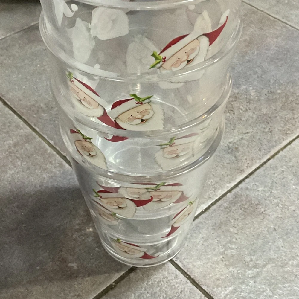 Santa Claus Themed Glass Tumblers acrylic or plastic (4)